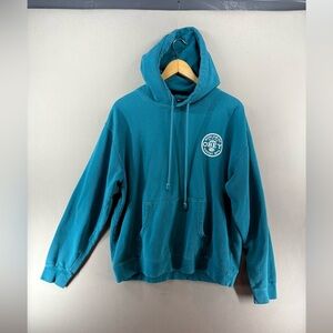 Obey Worldwide Hoodie Pullover Teal Size Large Pocket Kangoo